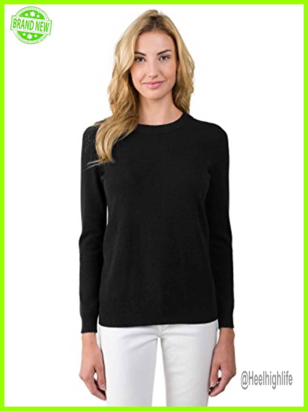 100% Cashmere Crewneck Long Sleeve Pullover Sweater